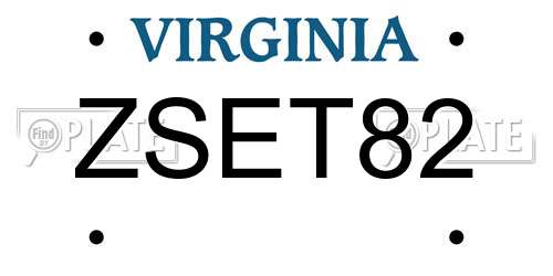 ZSET82 Virginia License Plate