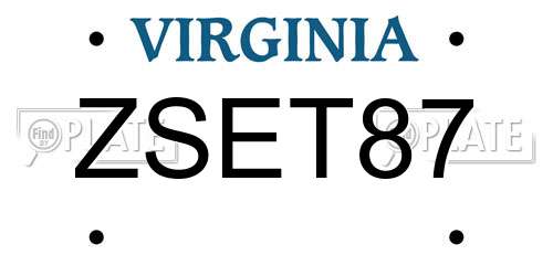 ZSET87 Virginia License Plate