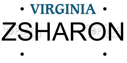ZSHARON Virginia License Plate