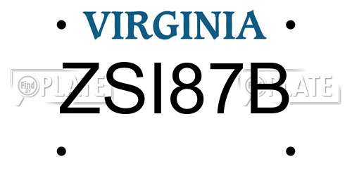 ZSI87B Virginia License Plate