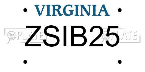 ZSIB25 Virginia License Plate