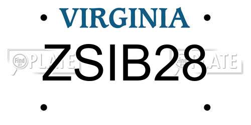 ZSIB28 Virginia License Plate