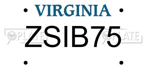 ZSIB75 Virginia License Plate