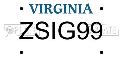 ZSIG99 Virginia License Plate
