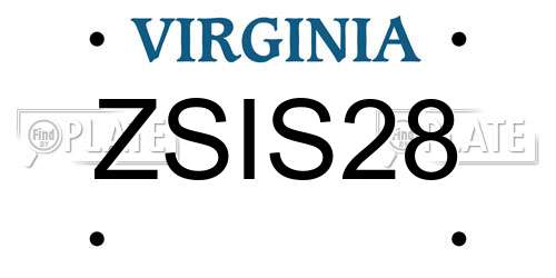 ZSIS28 Virginia License Plate