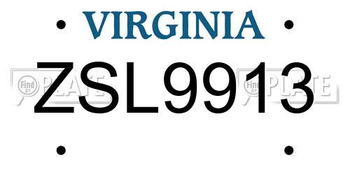 ZSL9913 Virginia License Plate