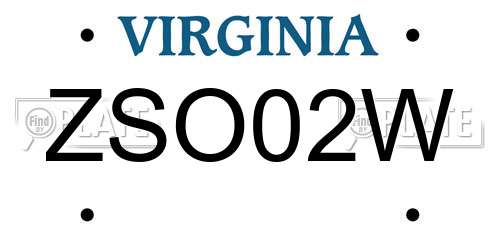 ZSO02W Virginia License Plate
