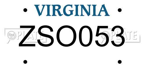 ZSO053 Virginia License Plate