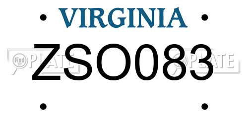 ZSO083 Virginia License Plate