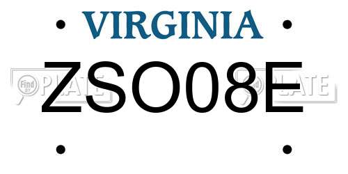 ZSO08E Virginia License Plate