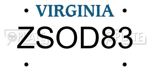 ZSOD83 Virginia License Plate