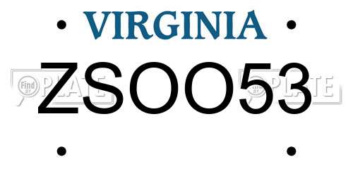 ZSOO53 Virginia License Plate