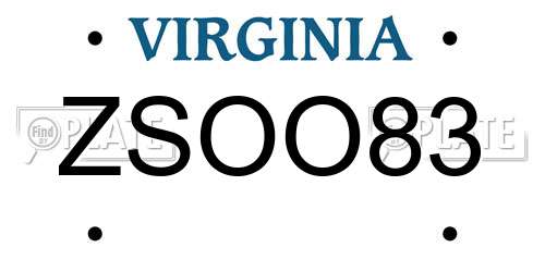 ZSOO83 Virginia License Plate