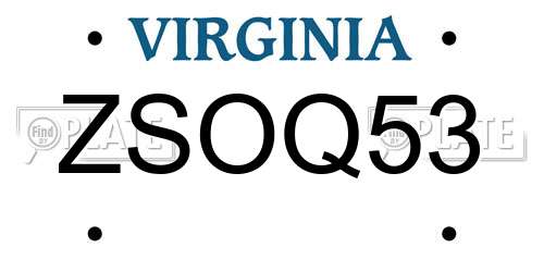 ZSOQ53 Virginia License Plate