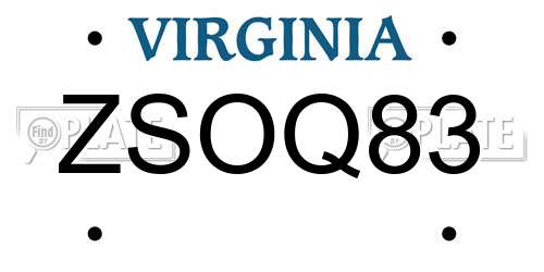 ZSOQ83 Virginia License Plate
