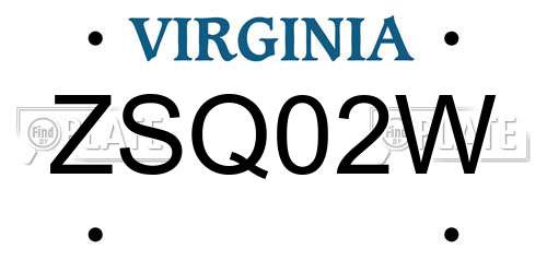 ZSQ02W Virginia License Plate