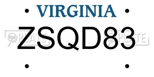 ZSQD83 Virginia License Plate