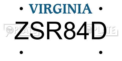 ZSR84D Virginia License Plate