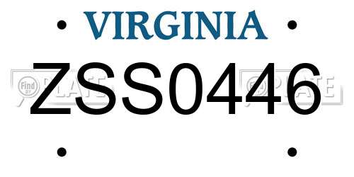 ZSS0446 Virginia License Plate