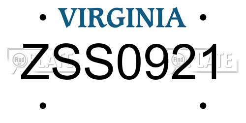 ZSS0921 Virginia License Plate