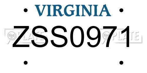 ZSS0971 Virginia License Plate