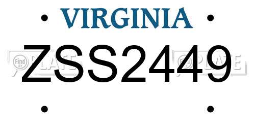 ZSS2449 Virginia License Plate