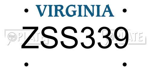 ZSS339 Virginia License Plate