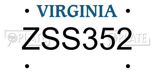 ZSS352 Virginia License Plate