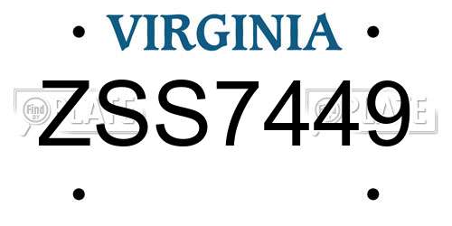 ZSS7449 Virginia License Plate