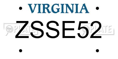 ZSSE52 Virginia License Plate