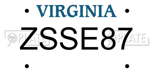 ZSSE87 Virginia License Plate