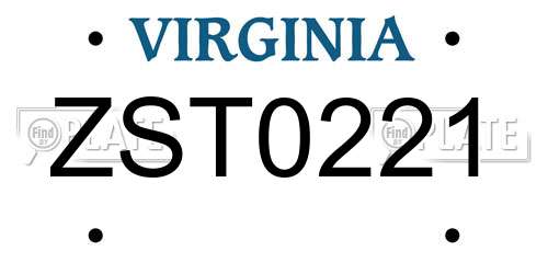 ZST0221 Virginia License Plate