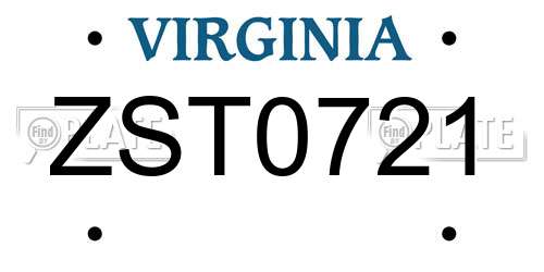 ZST0721 Virginia License Plate