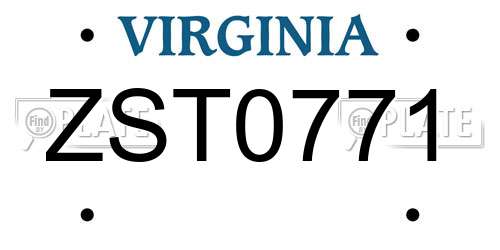 ZST0771 Virginia License Plate