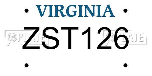 ZST126 Virginia License Plate