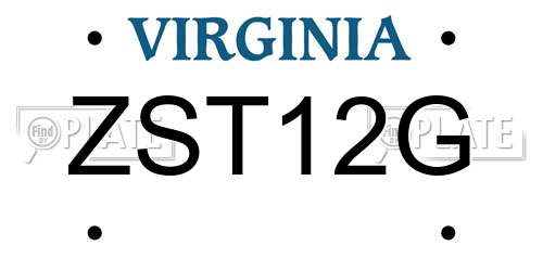 ZST12G Virginia License Plate