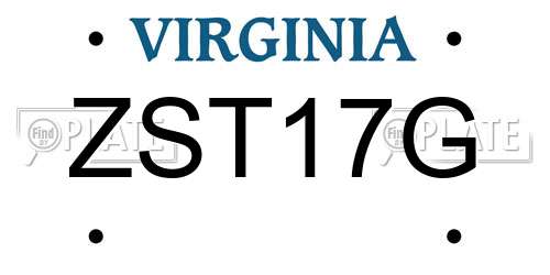 ZST17G Virginia License Plate