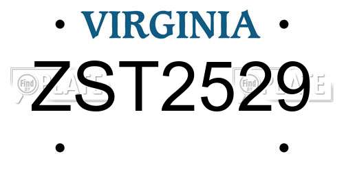 ZST2529 Virginia License Plate