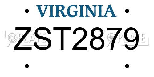 ZST2879 Virginia License Plate