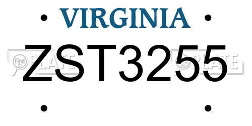 ZST3255 Virginia License Plate