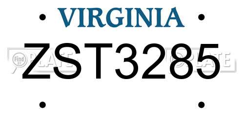 ZST3285 Virginia License Plate