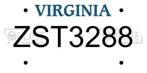 ZST3288 Virginia License Plate