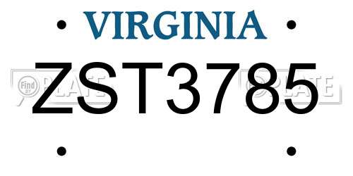 ZST3785 Virginia License Plate