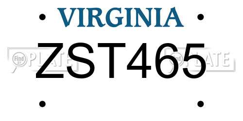 ZST465 Virginia License Plate