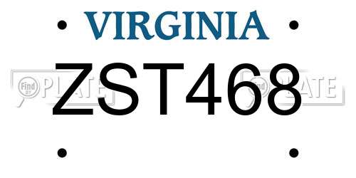 ZST468 Virginia License Plate