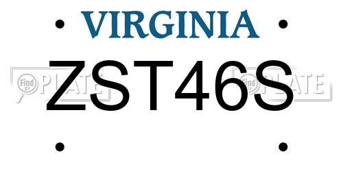 ZST46S Virginia License Plate