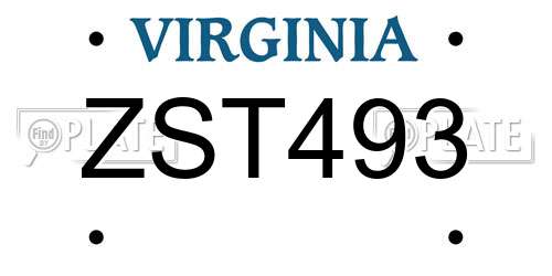 ZST493 Virginia License Plate