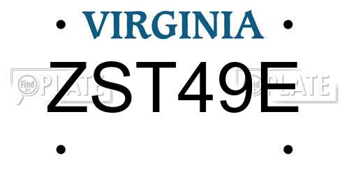 ZST49E Virginia License Plate