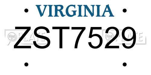 ZST7529 Virginia License Plate