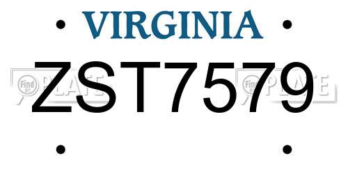 ZST7579 Virginia License Plate